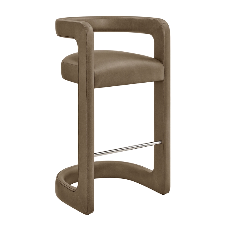 Modway Winslow Premium Vegan Leather Bar Stool in Mushroom