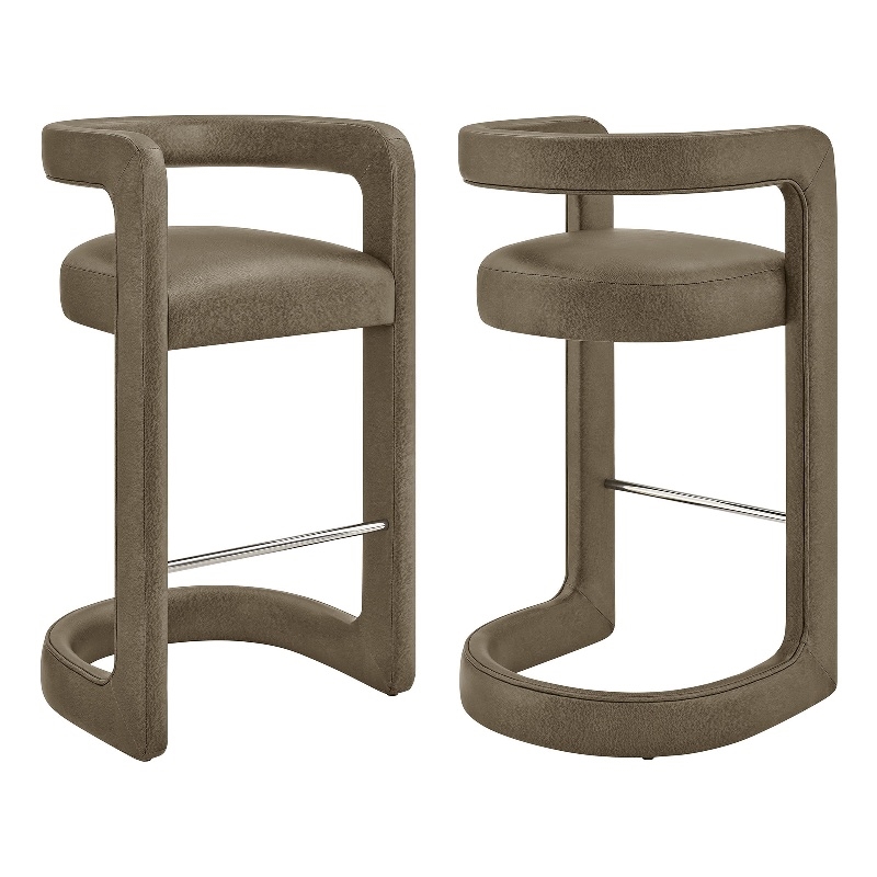Modway Winslow Premium Vegan Leather Bar Stool in Mushroom