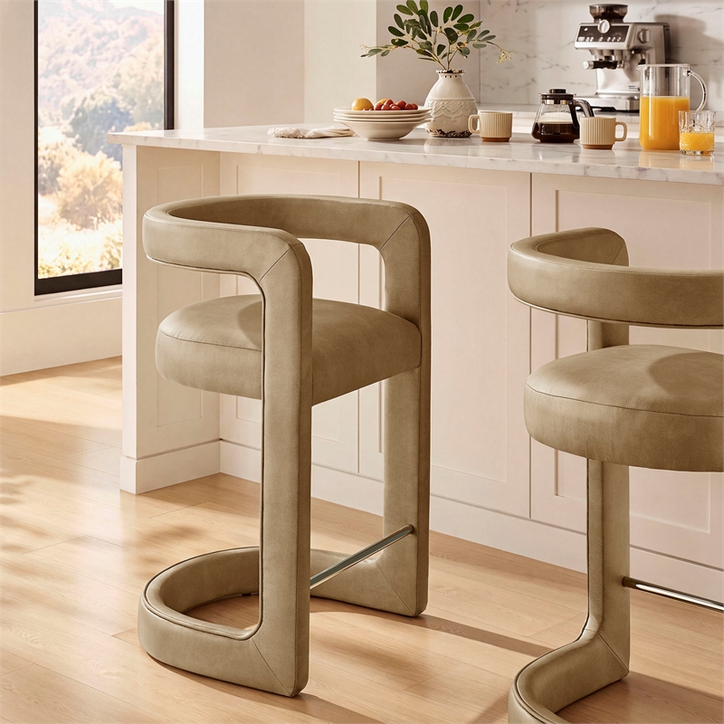 Modway Winslow Premium Vegan Leather Counter Stool in Toast
