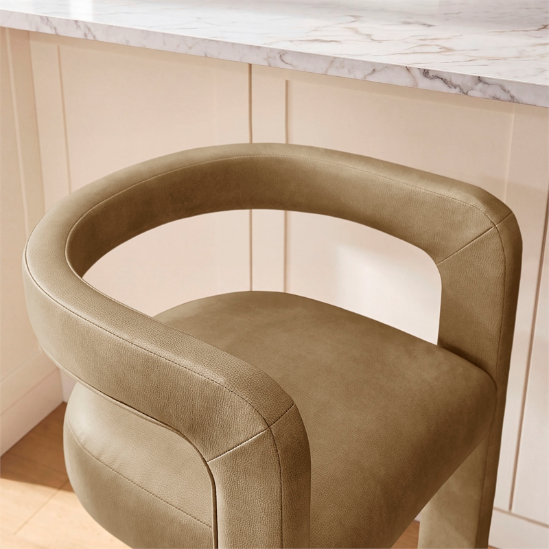 Modway Winslow Premium Vegan Leather Counter Stool in Toast