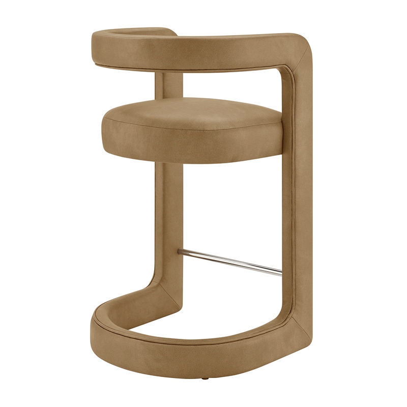 Modway Winslow Premium Vegan Leather Counter Stool in Toast