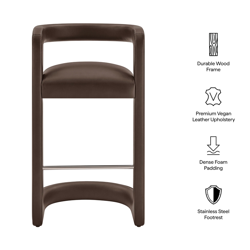 Modway Winslow Premium Vegan Leather Bar Stool in Espresso