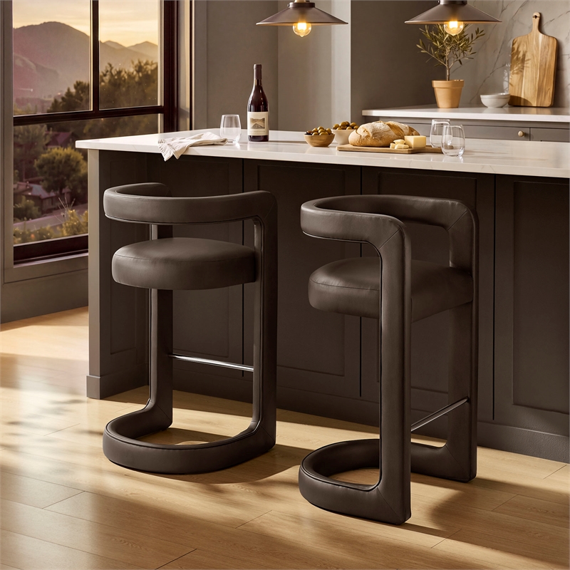 Modway Winslow Premium Vegan Leather Bar Stool in Espresso