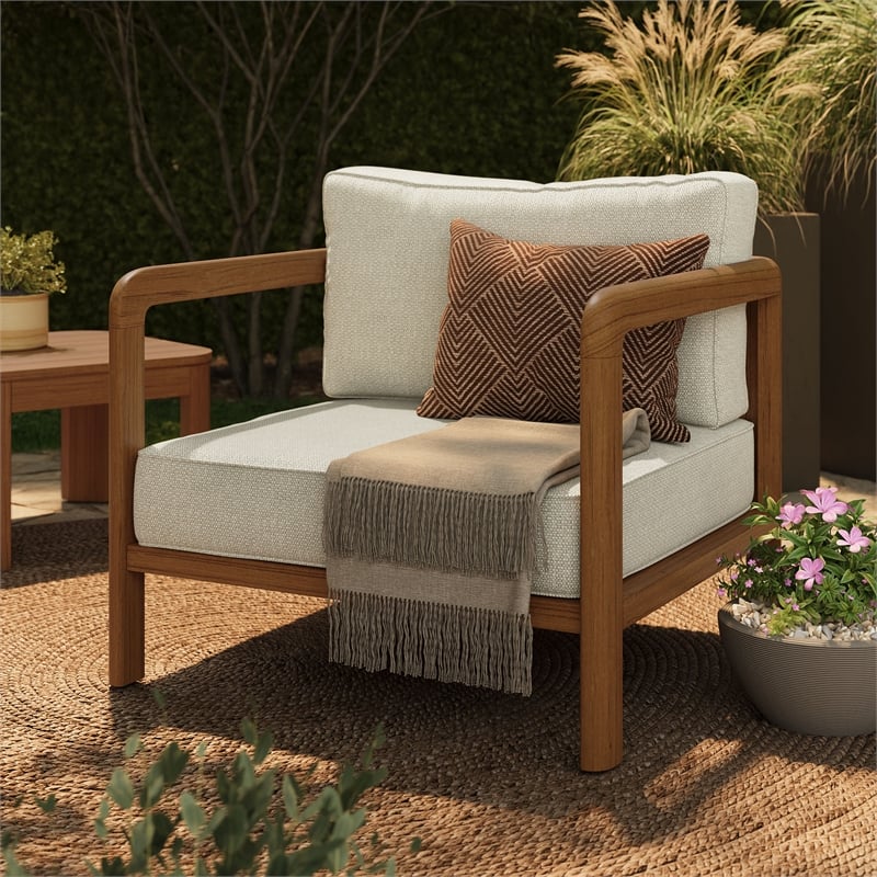 Kona Outdoor Teak Wood Armchair in Sand