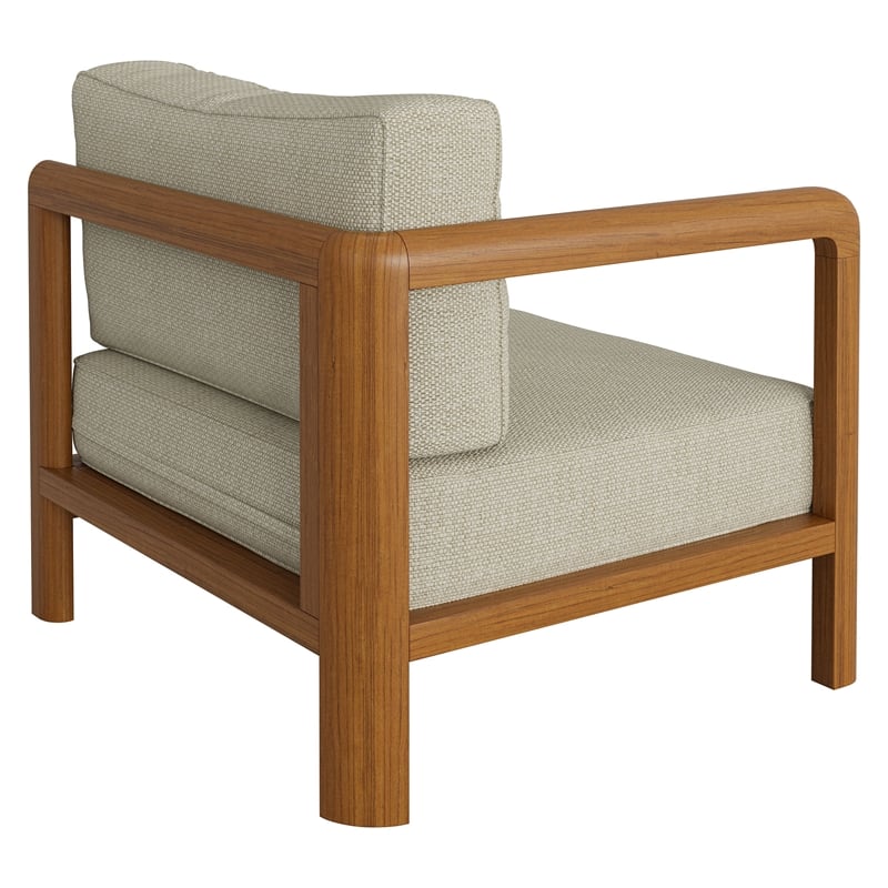 Kona Outdoor Teak Wood Left-Arm Facing Modular Armchair in Sand