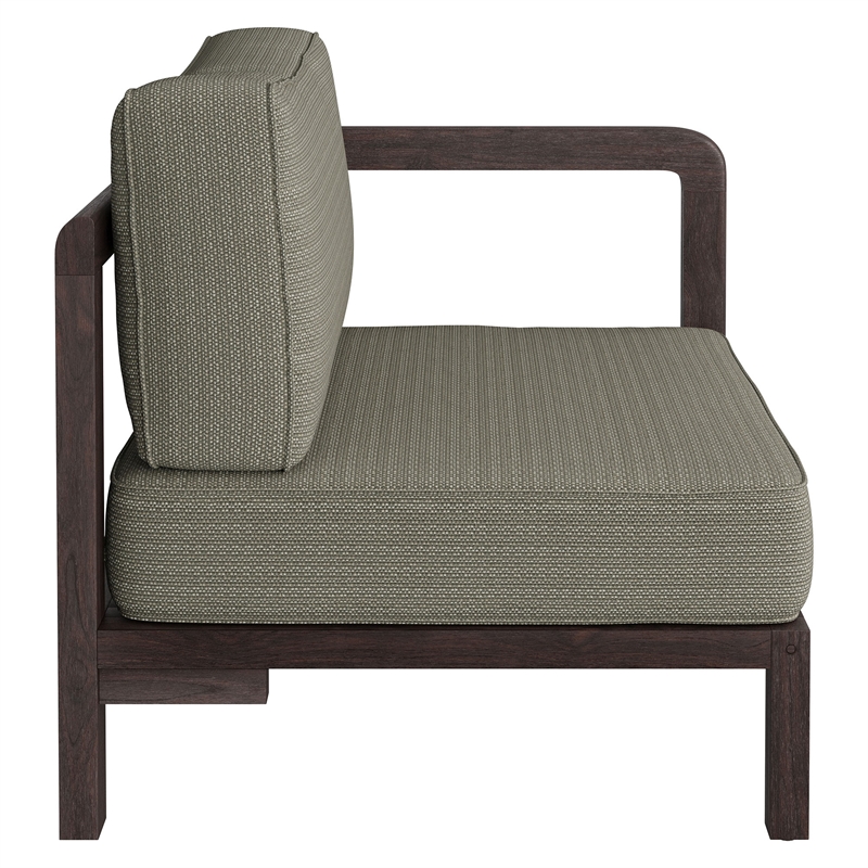 Kona Outdoor Teak Wood Right-Arm Facing Modular Armchair in Ash