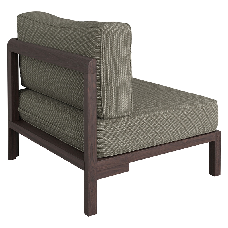 Kona Outdoor Teak Wood Right-Arm Facing Modular Armchair in Ash