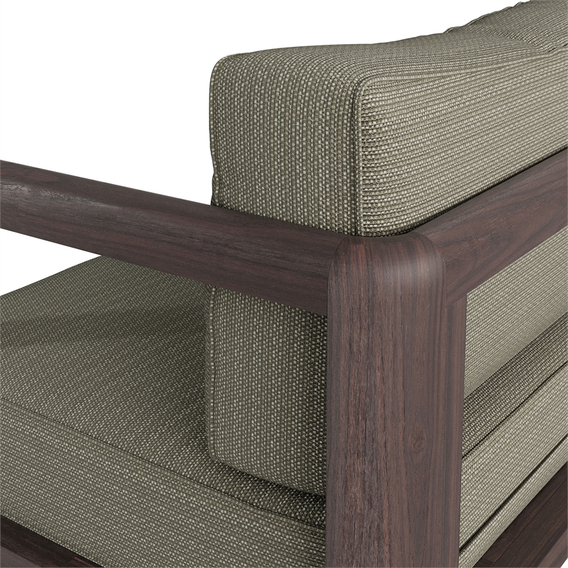 Kona Outdoor Teak Wood Right-Arm Facing Modular Armchair in Ash