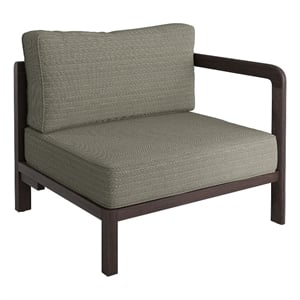 Kona Outdoor Teak Wood Right-Arm Facing Modular Armchair in Ash