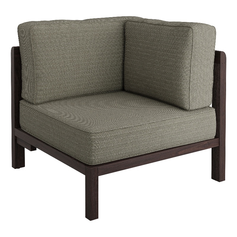 Kona Outdoor Teak Wood Corner Modular Chair in Ash
