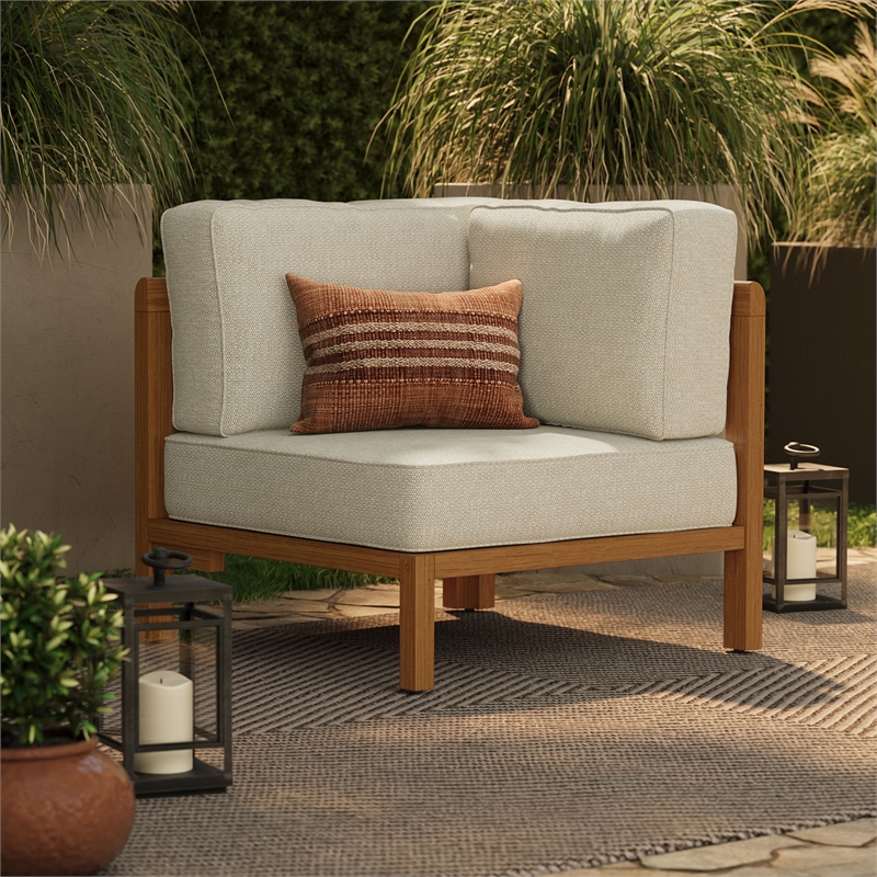 Kona Outdoor Teak Wood Corner Modular Chair in Sand