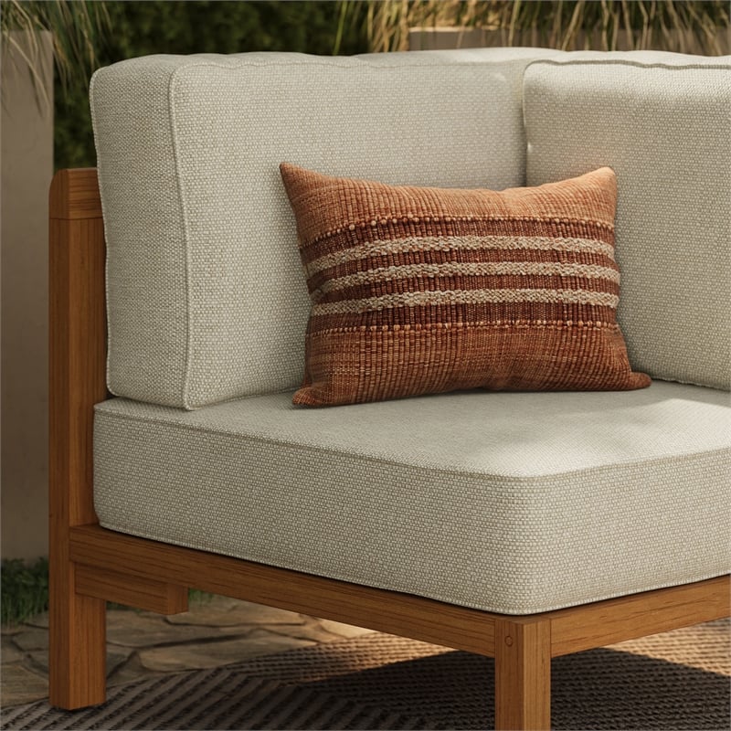 Kona Outdoor Teak Wood Corner Modular Chair in Sand