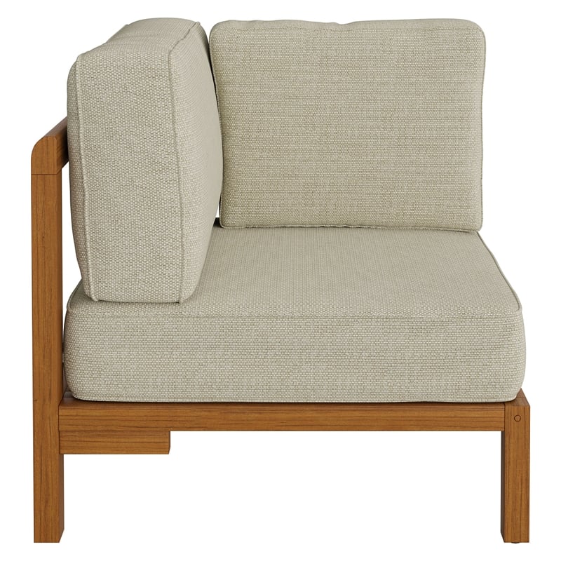 Kona Outdoor Teak Wood Corner Modular Chair in Sand