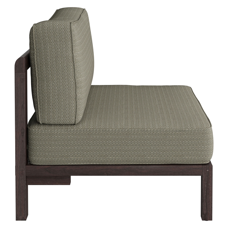 Kona Outdoor Teak Wood Armless Modular Chair in Ash