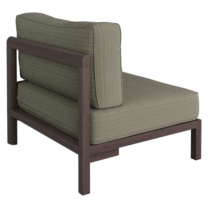 Kona Outdoor Teak Wood Armless Modular Chair in Ash