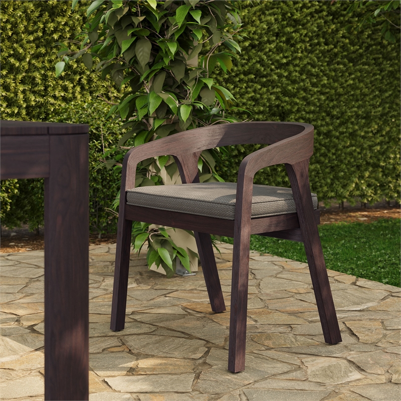 Modway Kona Teak Wood Outdoor Patio Barrel Dining Chair In Ash