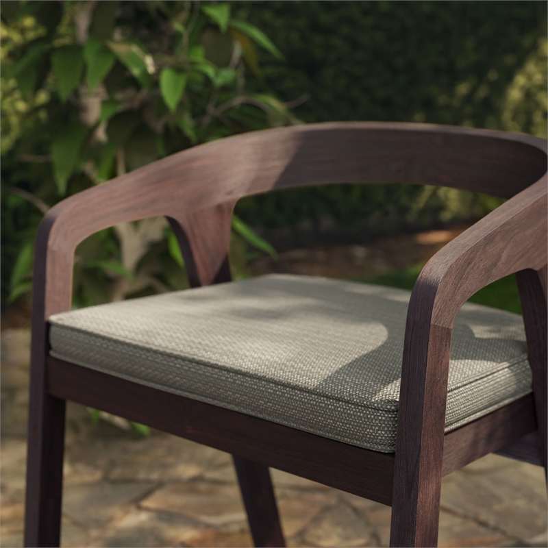 Modway Kona Teak Wood Outdoor Patio Barrel Dining Chair In Ash
