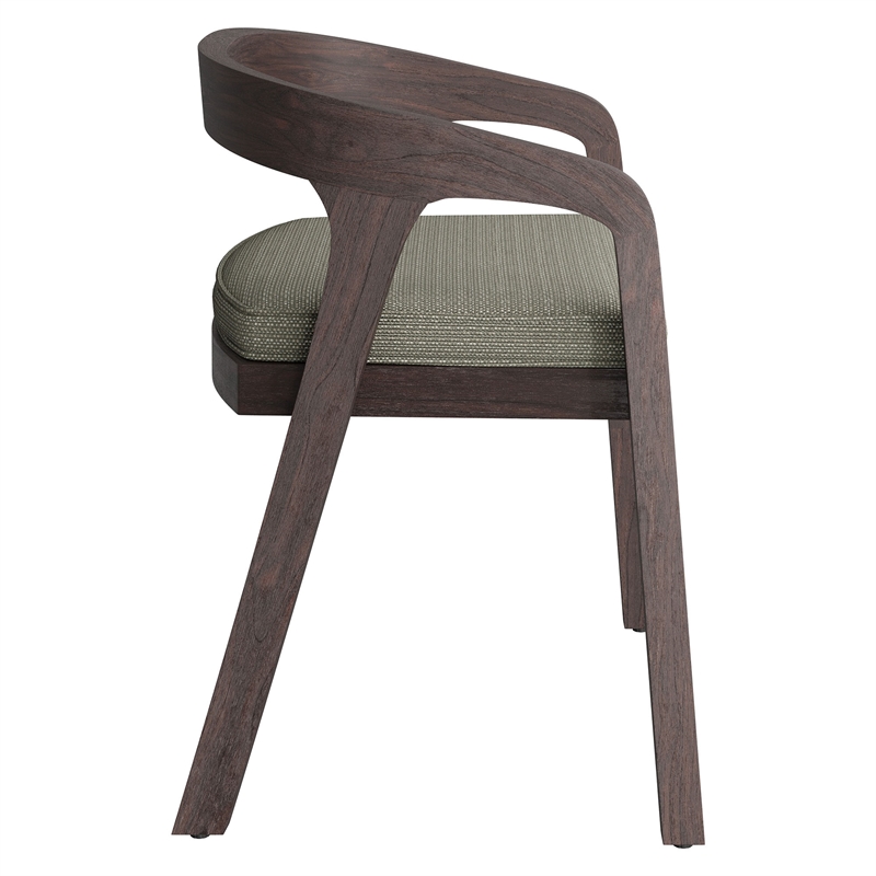 Modway Kona Teak Wood Outdoor Patio Barrel Dining Chair In Ash