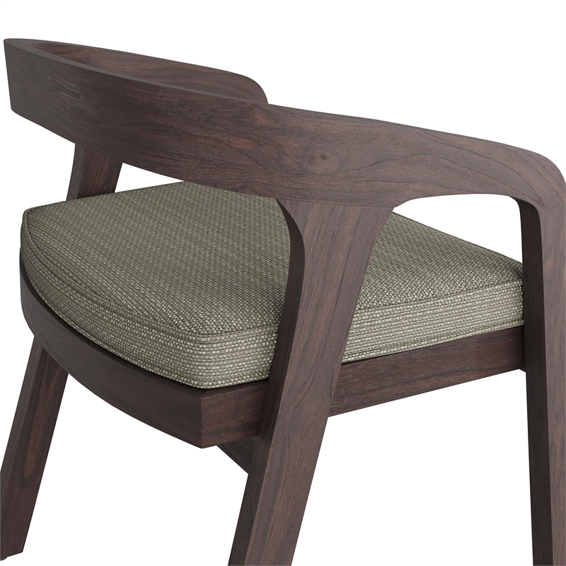 Modway Kona Teak Wood Outdoor Patio Barrel Dining Chair In Ash