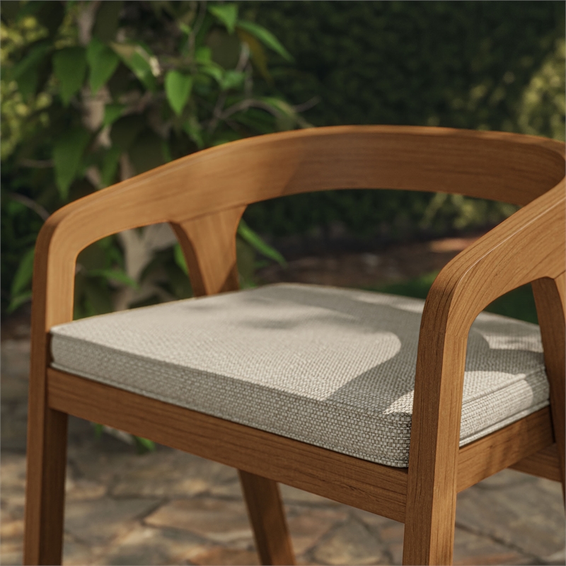 Modway Kona Teak Wood Outdoor Patio Barrel Dining Chair In Sand