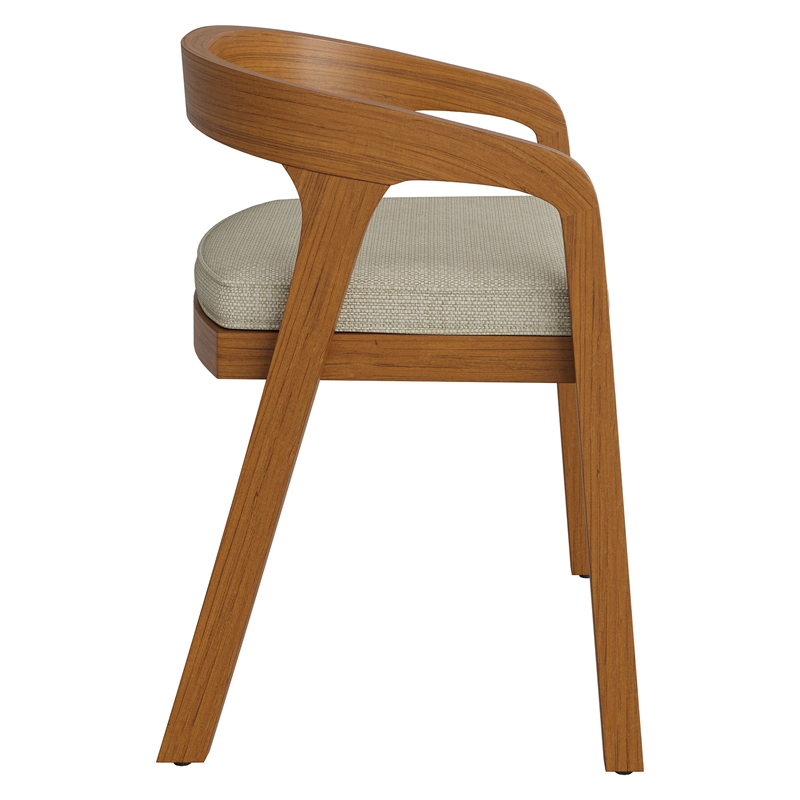 Modway Kona Teak Wood Outdoor Patio Barrel Dining Chair In Sand