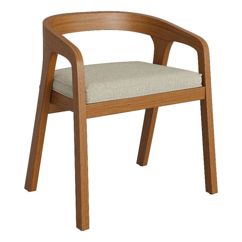 Modway Kona Teak Wood Outdoor Patio Barrel Dining Chair In Sand