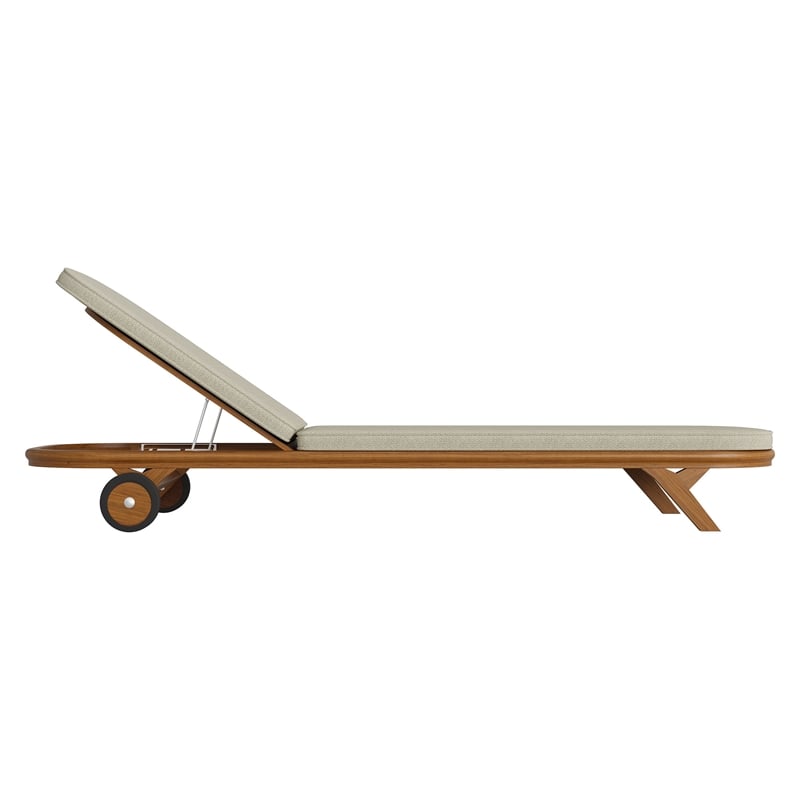 Kona Outdoor Teak Wood Chaise Lounge Chair in Sand