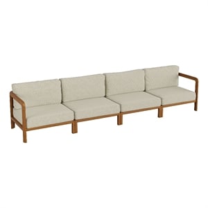 Kona 4-Piece Outdoor Teak Wood Modular Sofa Set in Sand