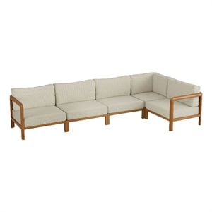 Kona L-Shaped Outdoor Teak Wood Modular Sofa in Sand