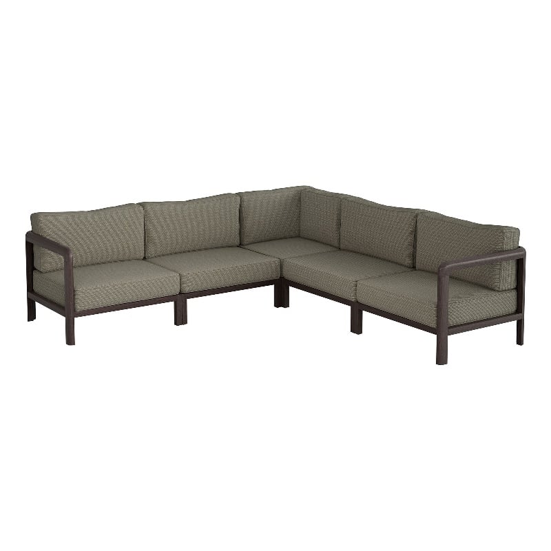 Kona 5-Piece Outdoor Teak Wood Corner Modular Sofa in Ash
