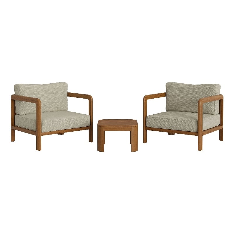 Kona 3-Piece Outdoor Teak Wood Furniture Set in Sand