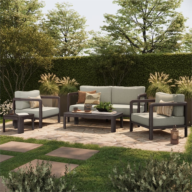 Kona 5-Piece Outdoor Teak Wood Furniture Set in Ash