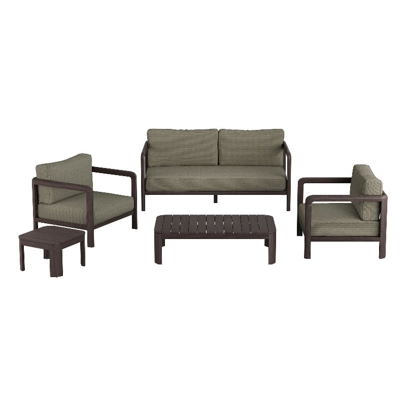 Kona 5-Piece Outdoor Teak Wood Furniture Set in Ash