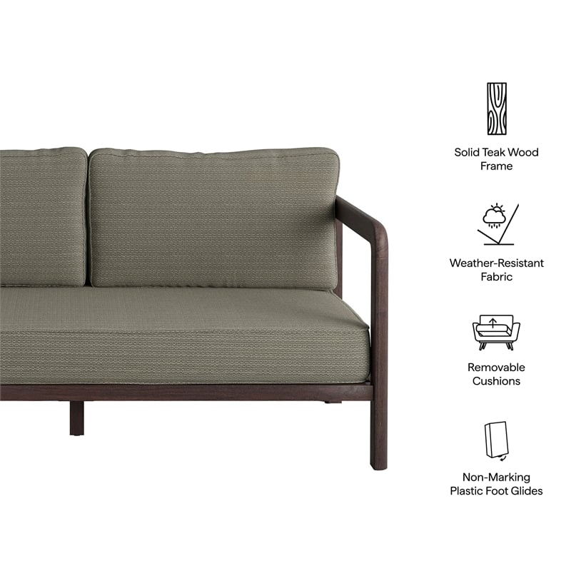 Kona Outdoor Teak Wood Loveseat in Ash