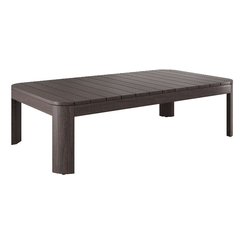 Kona 47 Inch Outdoor Teak Wood Coffee Table in Dark Brown