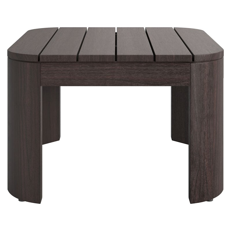 Kona Outdoor Teak Wood Side Table in Dark Brown