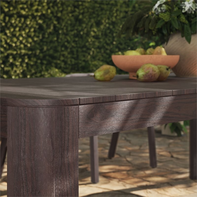 Kona 87 Inch Outdoor Teak Wood Dining Table in Dark Brown
