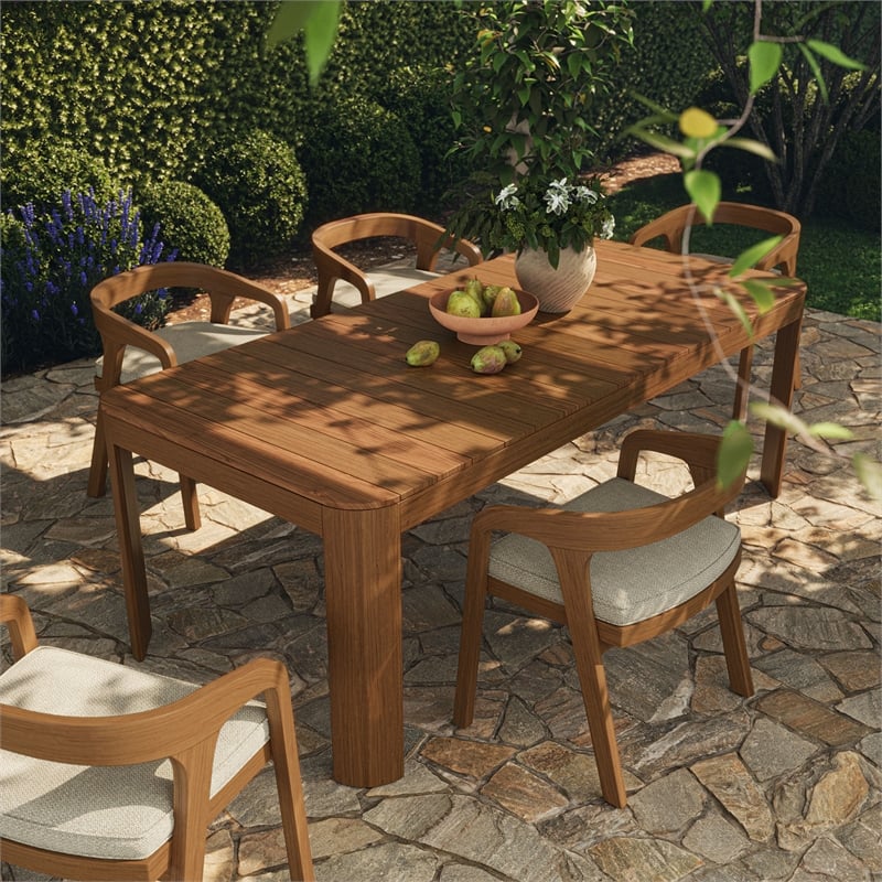 Kona 87 Inch Outdoor Teak Wood Dining Table in Natural