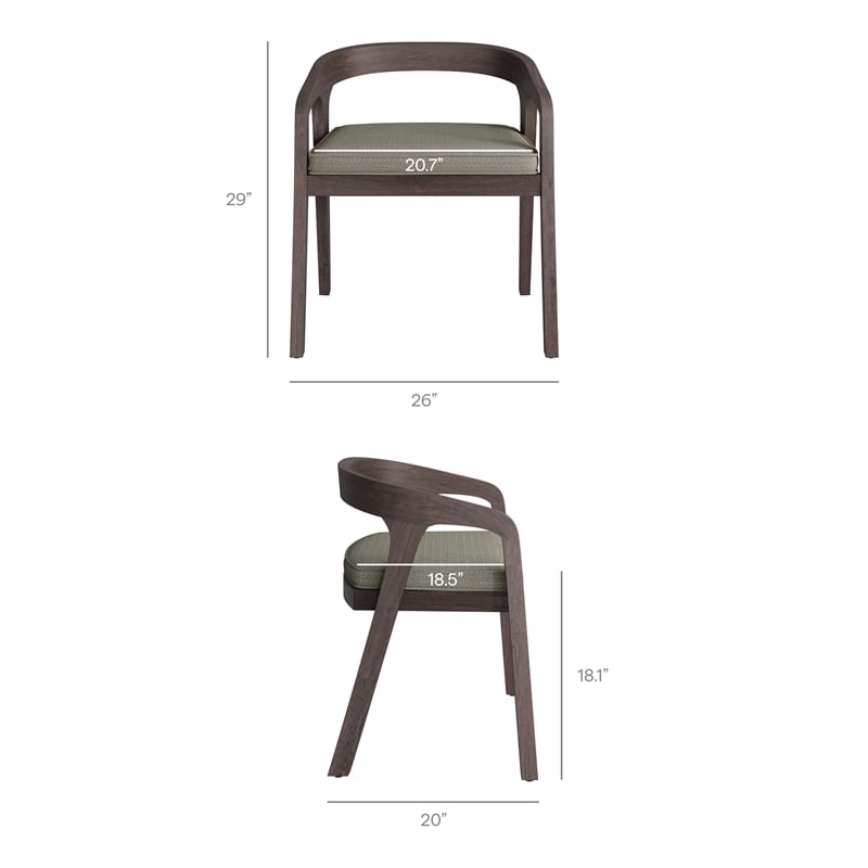 Kona 7-Piece Outdoor Teak Wood Dining Set in Ash