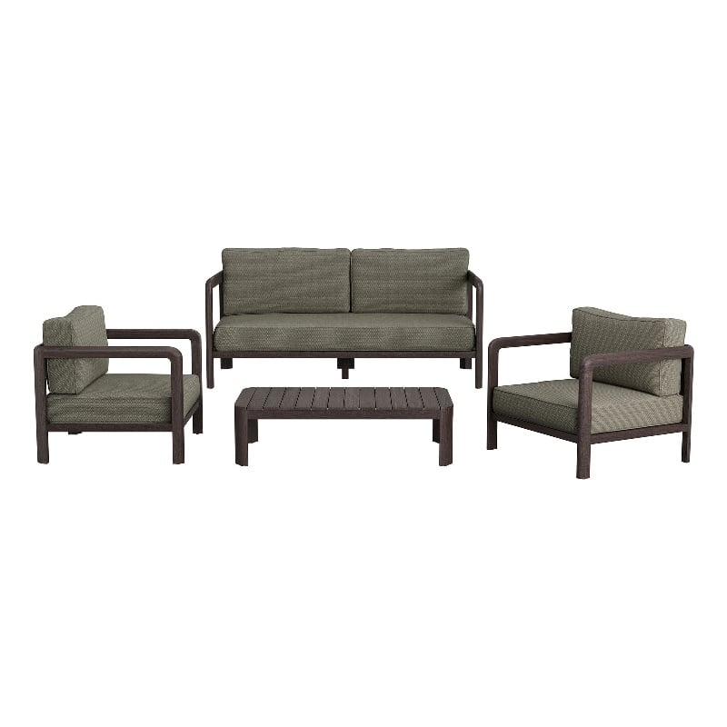 Kona 4-Piece Outdoor Teak Wood Furniture Set in Ash