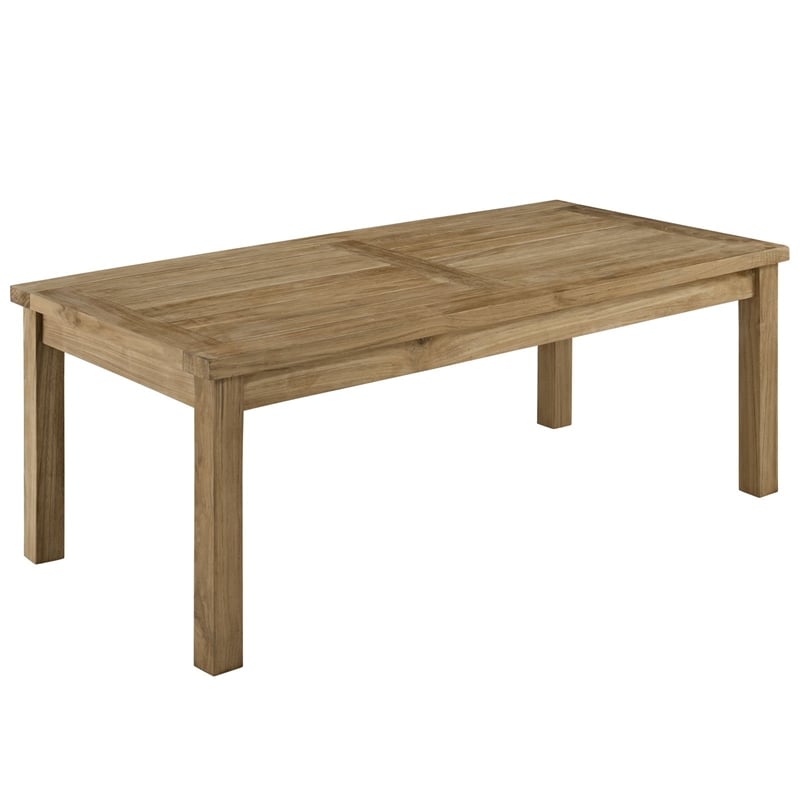 Modway Marina Modern Wood Patio Teak Coffee Table in Natural