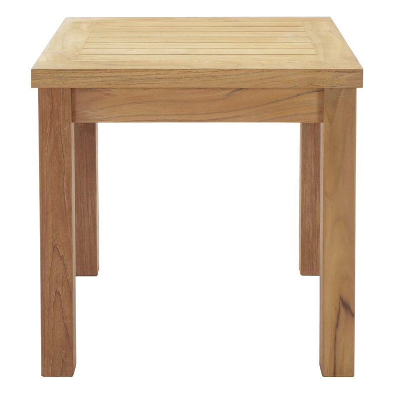 Modway Marina Modern Wood Patio Teak Side Table in Natural Finish