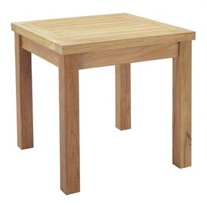 Modway Marina Modern Wood Patio Teak Side Table in Natural Finish