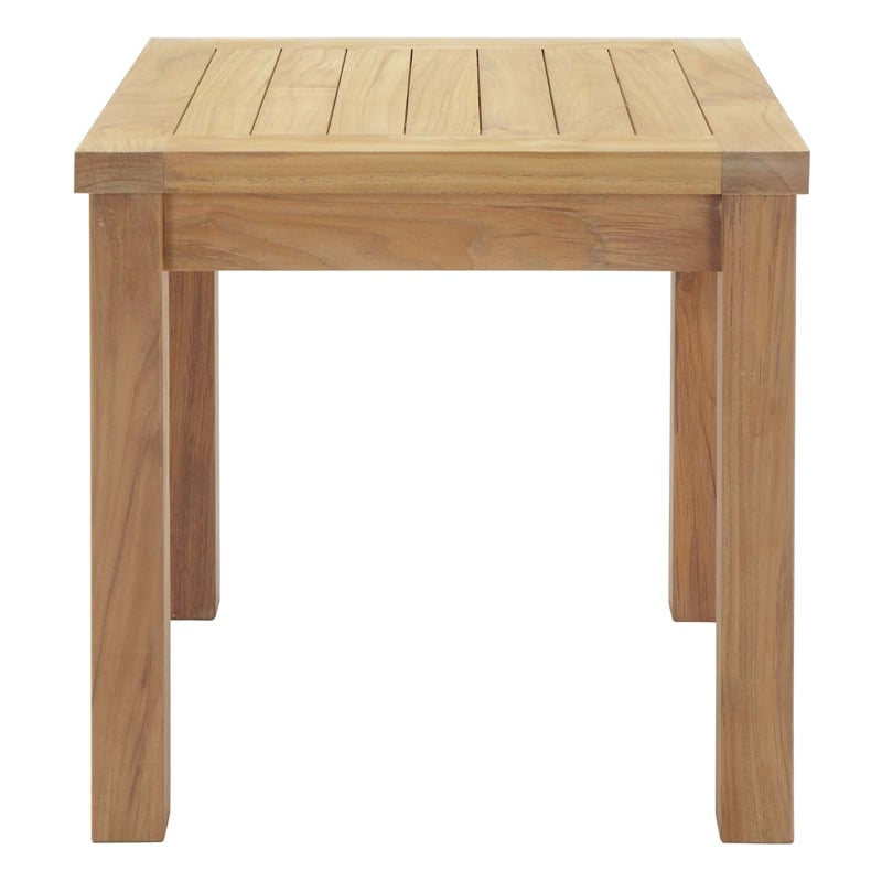 Modway Marina Modern Wood Patio Teak Side Table in Natural Finish