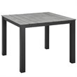 Modway Maine 39.5&quot Modern Aluminum Patio Dining Table in Brown/Gray