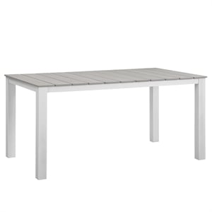 Modway Maine 63&quot Aluminum Patio Dining Table in White/Light Gray
