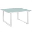 Modway Fortuna Modern Aluminum Patio Side Table in White/Blue
