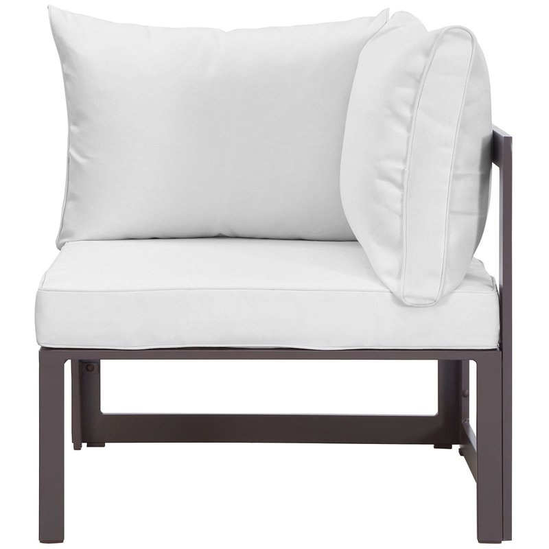 Modway Fortuna Modern Aluminum Outdoor Corner Chair in Brown/White