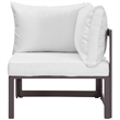Modway Fortuna Modern Aluminum Outdoor Corner Chair in Brown/White