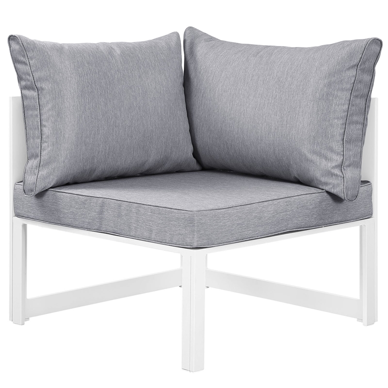 Modway Fortuna Modern Aluminum Outdoor Corner Chair in White/Gray